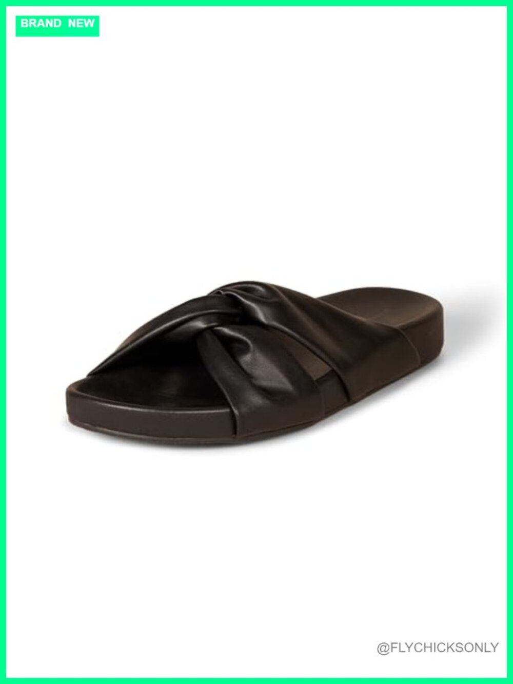 Women's Faux Leather Twist Slide Sandals with Cupped Sole Non-Slip 1 Inch Heel